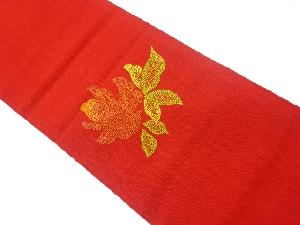 手織り紬相良刺繍花葉模様名古屋帯